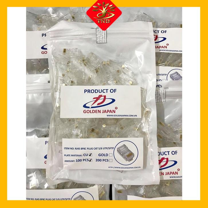 Hạt mạng Rj45 Golden japan túi 100 hạt tốt ARIGATO Đảm Bảo Chất Lượng.HMGJ
