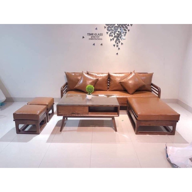 Sofa gỗ decor góc L(Ảnh tại xưởng)