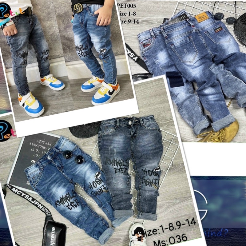 10-35kg QUẦN JEAN DÀI THỜI TRANG BÉ TRAI CỰC NGẦU PET005-036