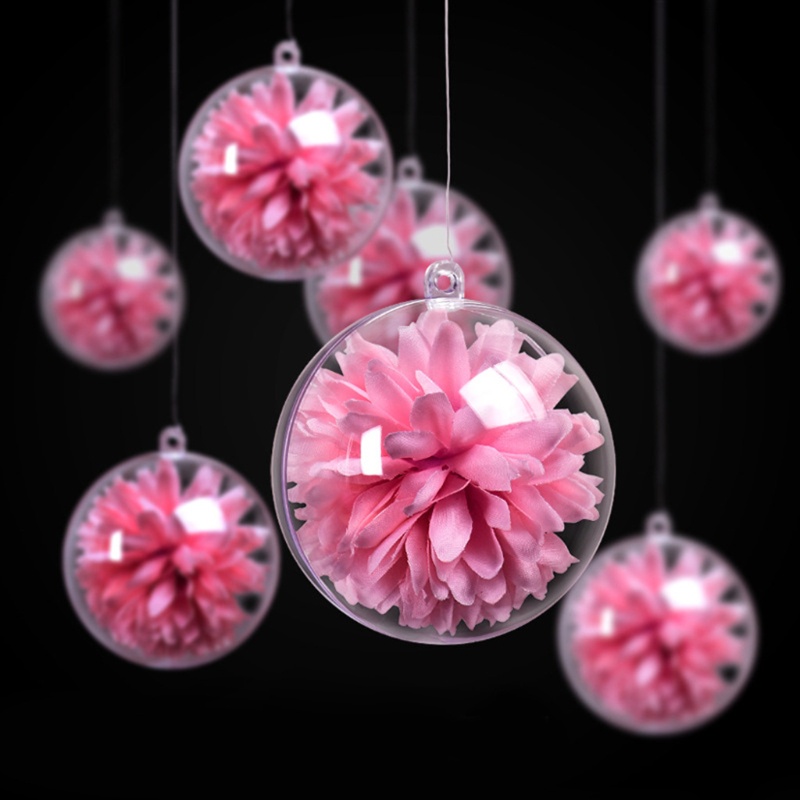 Set 5 Trái Châu Bằng Nhựa Trong Suốt Kích Thước 4 / 5 / 6 / 7 / 8 / 9 / 10cm Trang Trí Cây Thông Noel