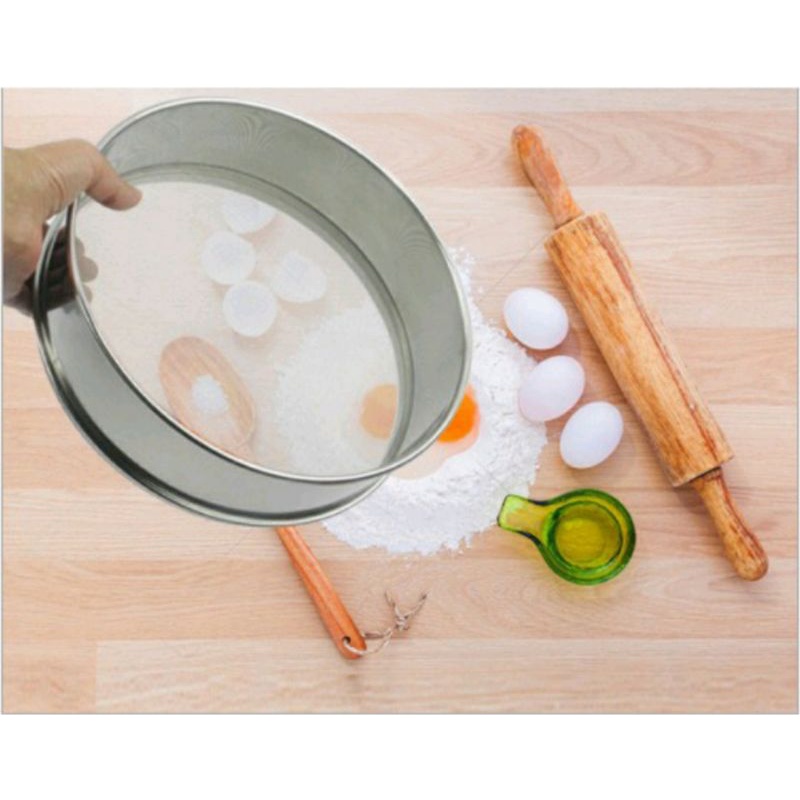 #New# Rây lọc bột loại mịn, dụng cụ lọc bột khô làm bánh, sàng sẩy, rây đồ -lớp lưới mắt dày, bọc viền inox không han gỉ