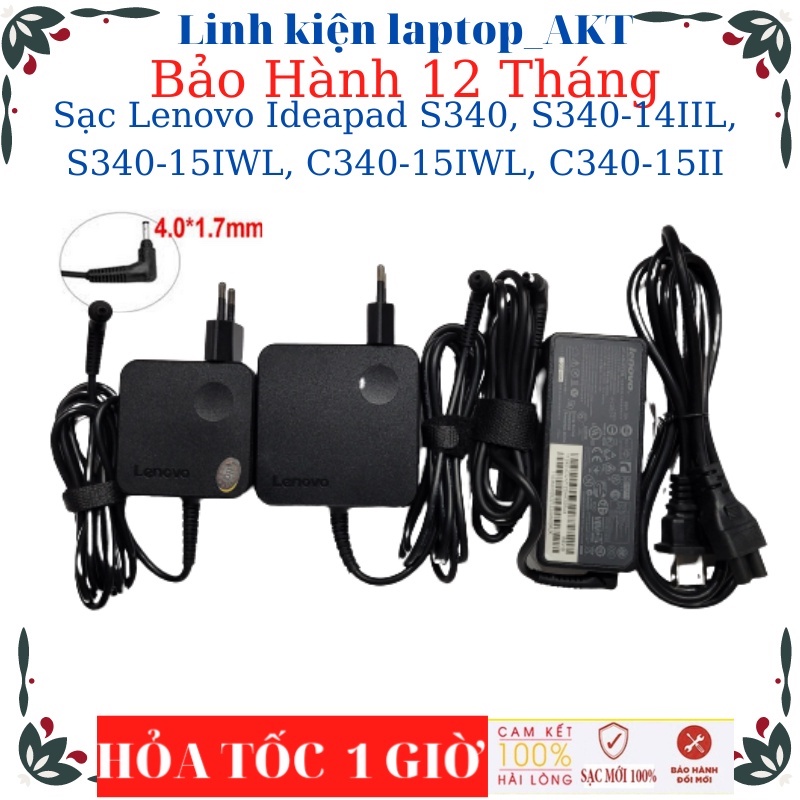 Sạc Laptop Lenovo Ideapad S340, S340-14IIL, S340-15IWL, C340-15IWL, C340-15II-Sạc 20V-2.25A/3.25A-45W/65W chân 4.0*1.7mm