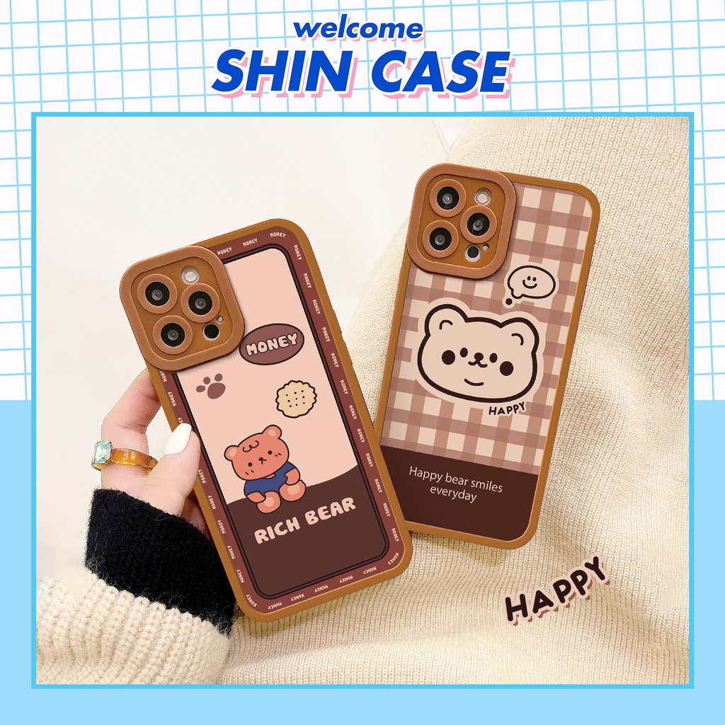 Ốp lưng iphone Mun Bear bóng cạnh vuông 6/6plus/6s/6splus/7/7plus/8/8plus/x/xs/11/12/13/14/pro/max/promax/plus/shin/case