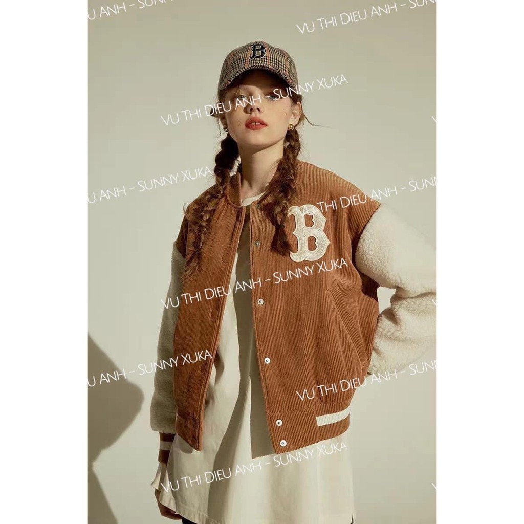 Áo Khoác Bomber Nhung Phối Lông Thêu Chữ | BigBuy360 - bigbuy360.vn