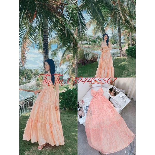 Đầm maxi loang phối màu xinh xuất sắc sống ảo cực chill kèm ảnh thật