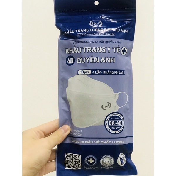 10 chiếc khẩu trang y tế kháng khuẩn KF94 4D chống bụi mịn Quyền Anh