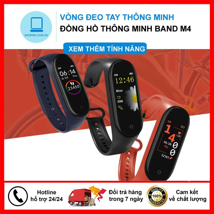 🔥BH 12 Tháng 🔥Đồng hồ thông minh M4 chống nước IP67 đo nhịp tim huyết áp – thông báo cuộc gọi