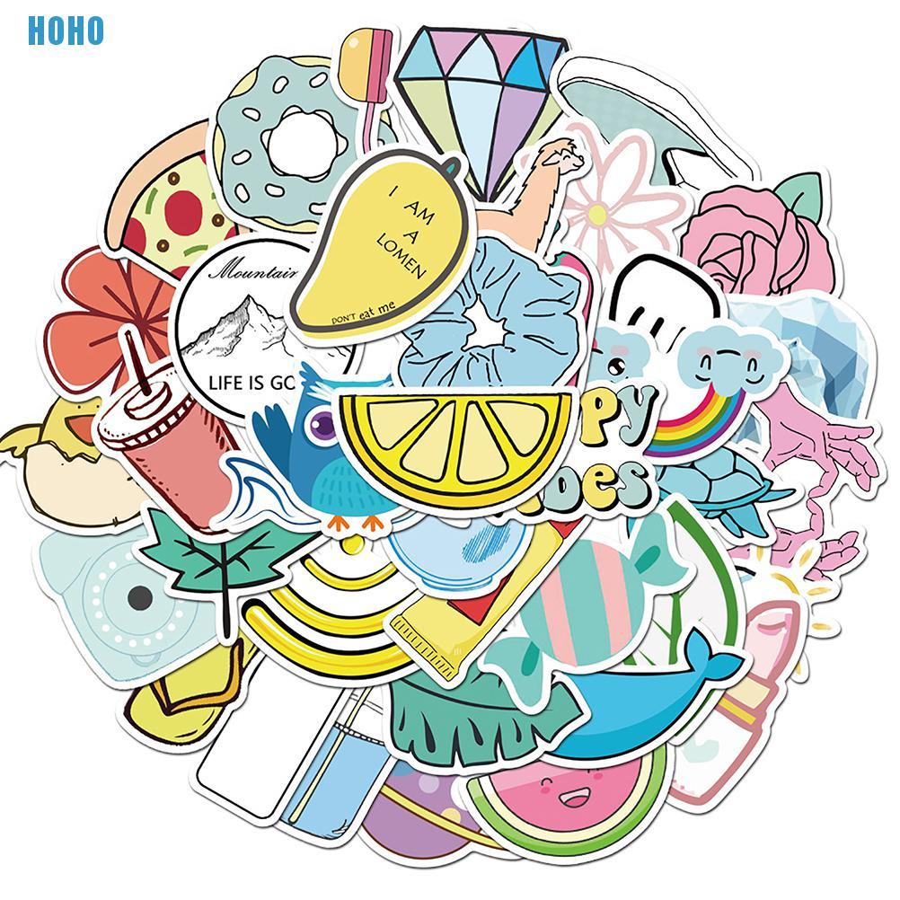 Set 50 Miếng Dán Hoạt Hình Chống Thấm Nước Trang Trí Vali / Ván Trượt