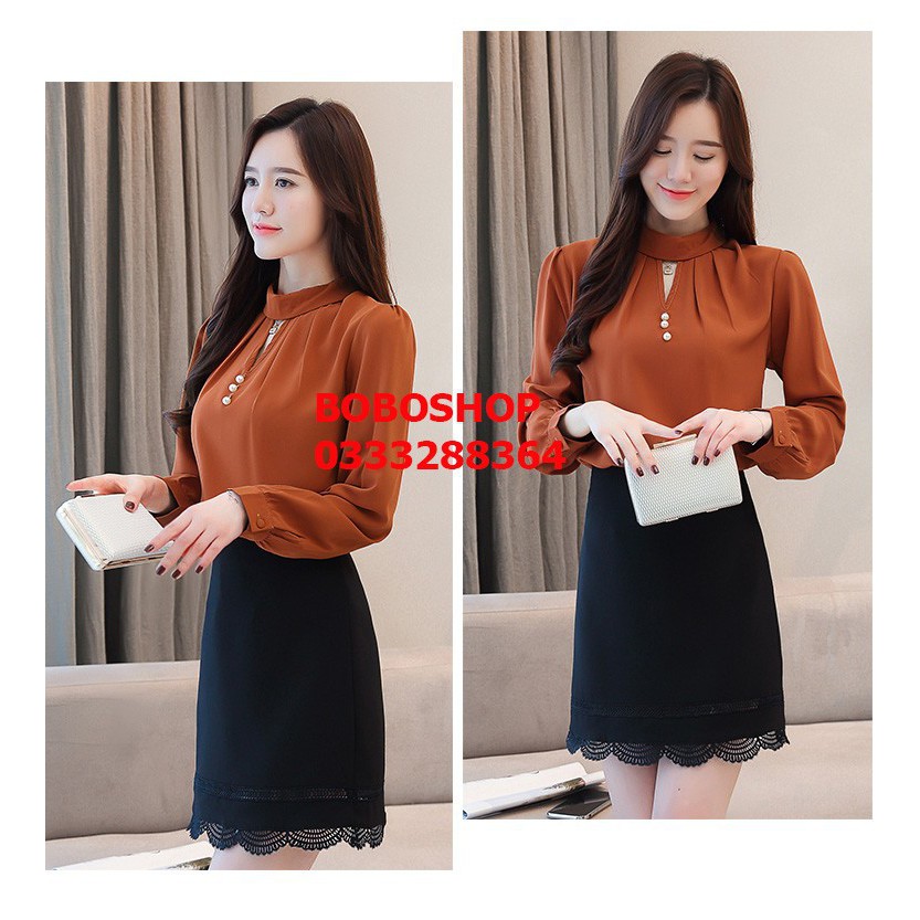 Áo sơ mi công sở ❣️FREESHIP❣️Áo Cổ Lọ Ba Nút- Hàng thiết kế chuẩn