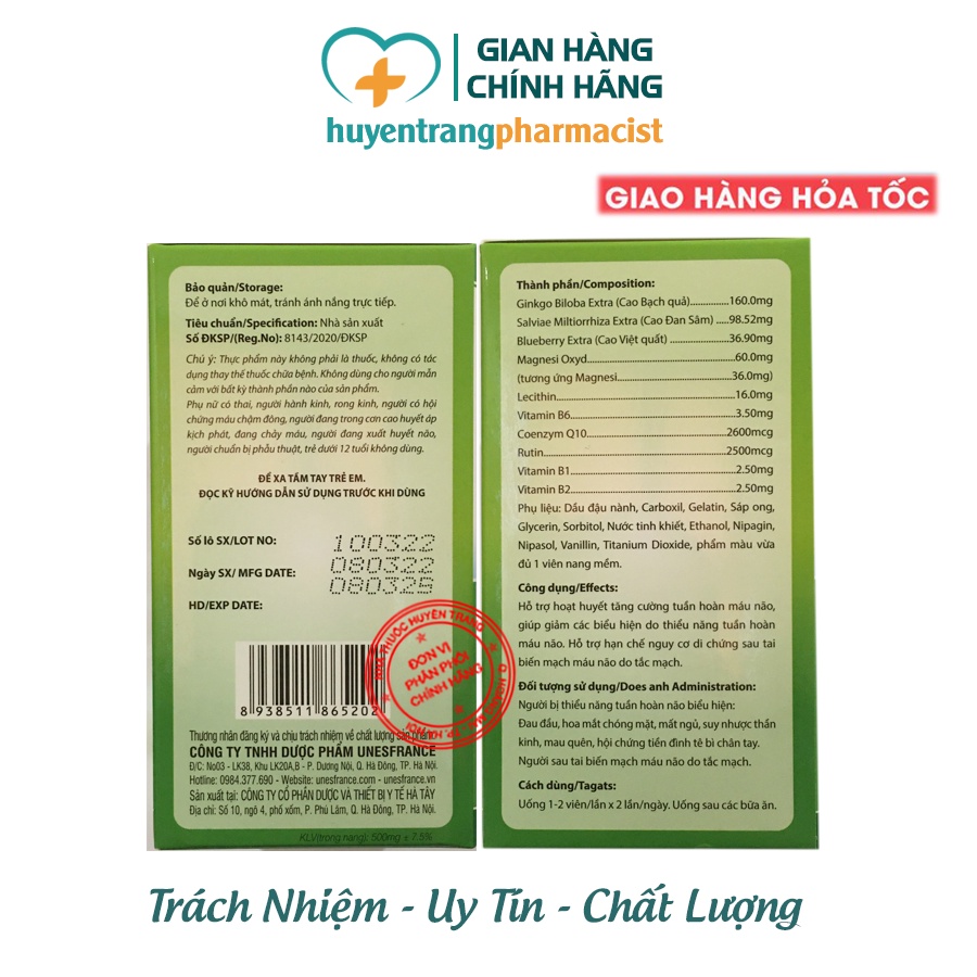 ✔️️️ UNEGINKO 3B - Bổ não, tăng cường tuần hoàn máu não