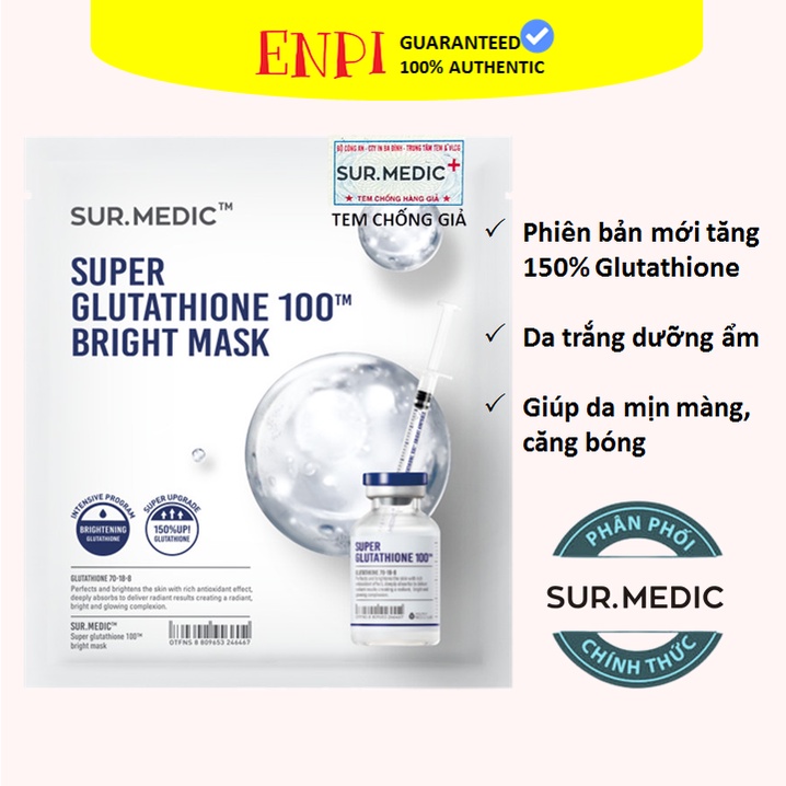 Mặt nạ dưỡng trắng da Sur Medic Glutathione Mask Bản mới, 1 thumbnail