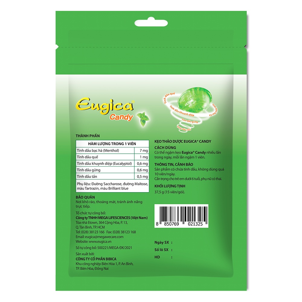 Kẹo ngậm Eugica Cool Extra bịch 15 viên