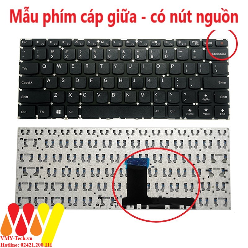 Bàn phím laptop Lenovo Ideapad 110-14, 110-14AST 110-14ISK 110-14IBR – 110-14IBR (CÁP GIỮA - GÓC) Có Nút nguồn