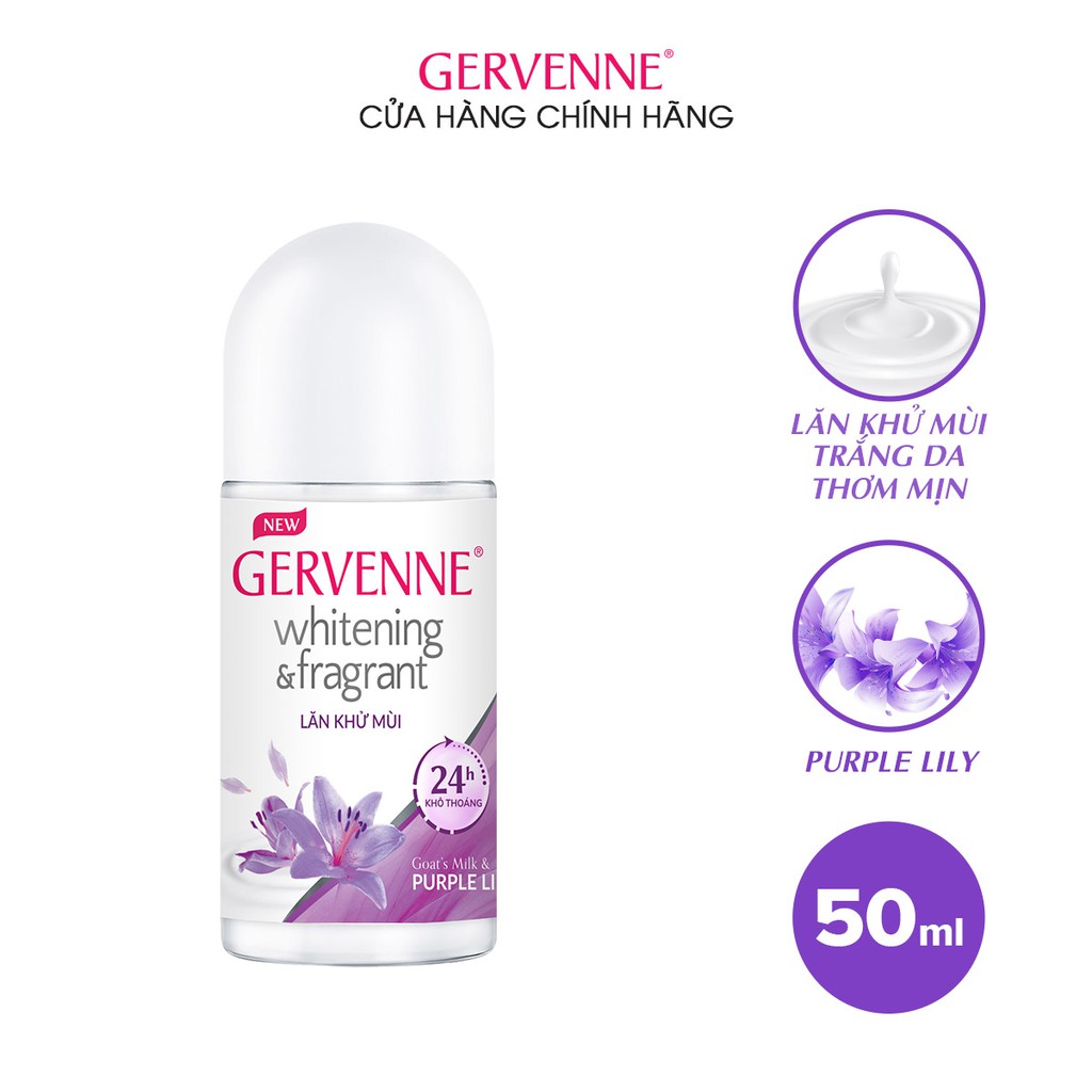 [HB Gift] Lăn khử mùi trắng da Gervenne Purple Lily 25ml