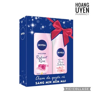 Sữa dưỡng thể Nivea Radiant rose 350ml + Sakura dewy 200ml