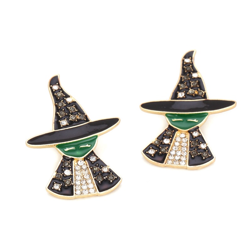 Khuyên Tai Hợp Kim Đính Đá Màu Dầu Phong Cách Punk Halloween Cho Nữ