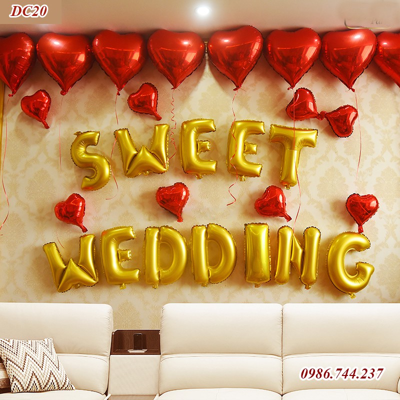 Set Bóng Sweet Wedding Trang Trí Phòng Tân Hôn Nhiều Mẫu