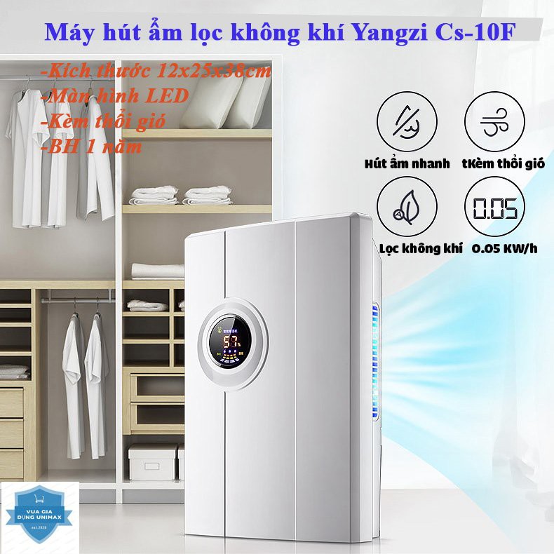 (Bh 1 năm) Máy hút ẩm kiêm lọc không khí Yangzi CS-10F công nghệ hút ẩm Hybrid màn hình LED hiển thị nhiệt độ độ ẩm