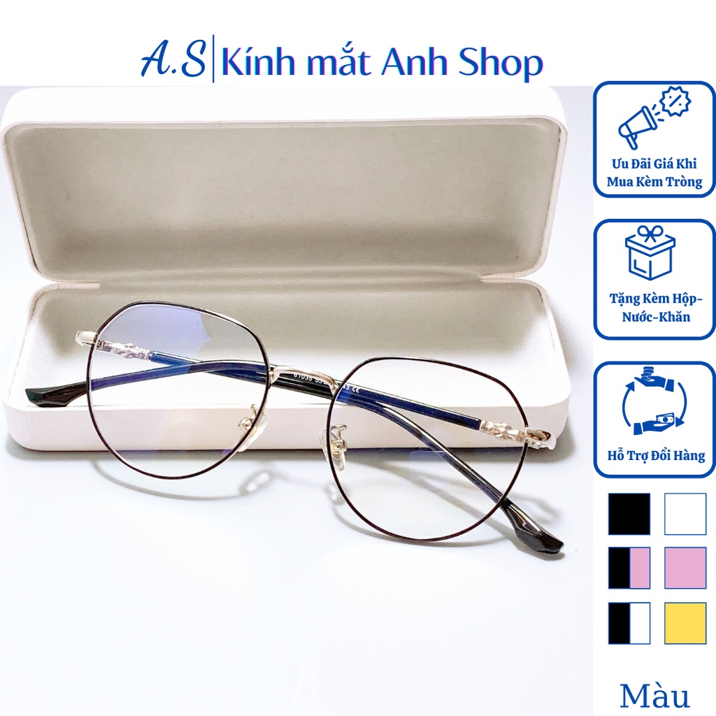 Kính kim loại thời trang nam nữ gọng kính tròn 61035A - 5285A