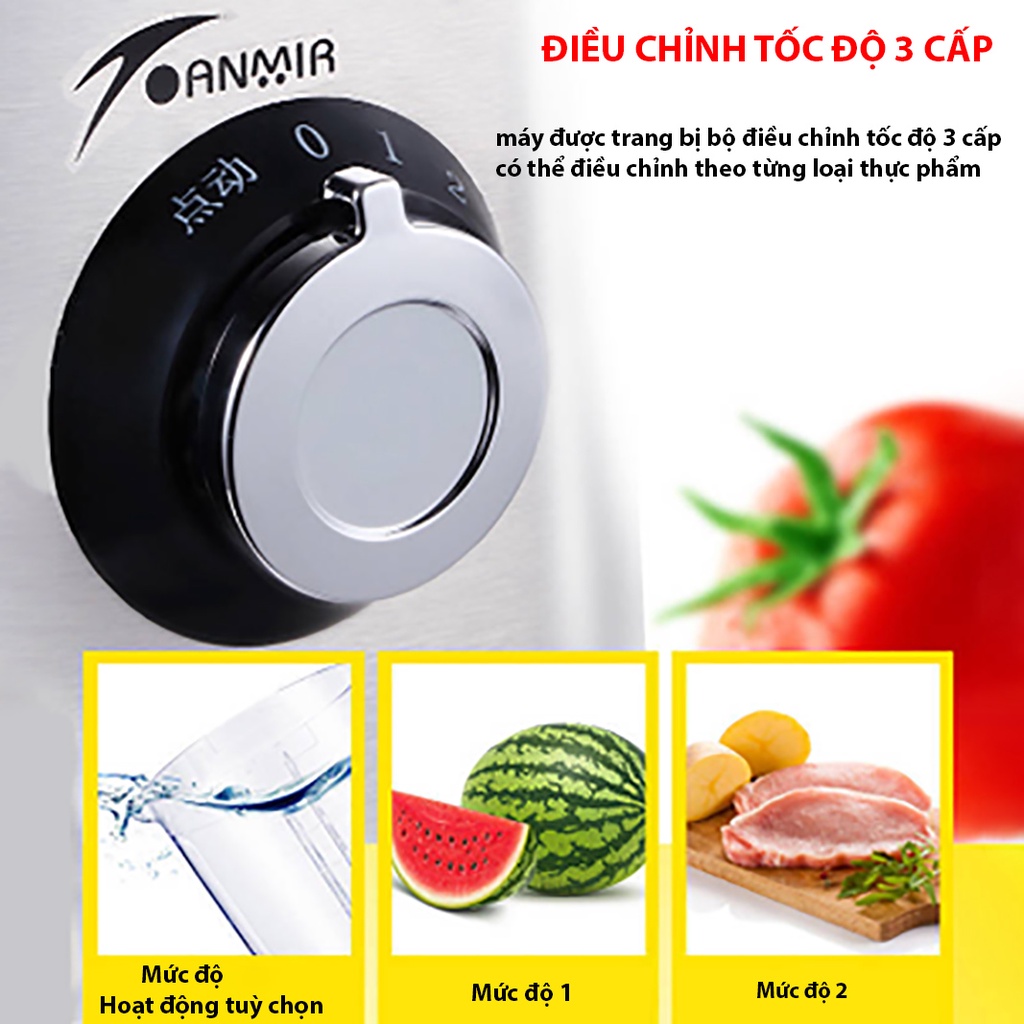 Máy xay sinh tố hoa quả, thực phẩm, máy xay công nghiệp công suất 450w tiết kiệm điện năng, 3 cối lưới lọc, BH 12 tháng