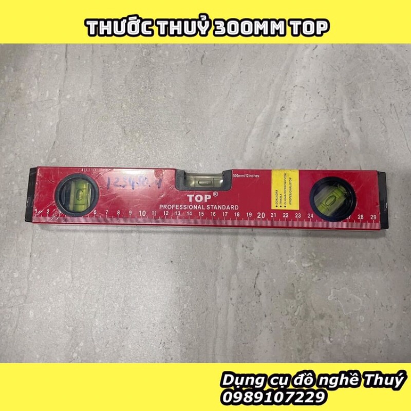 Thước thủy nhôm 300mm TOP TT-300 có từ tính thân màu đỏ