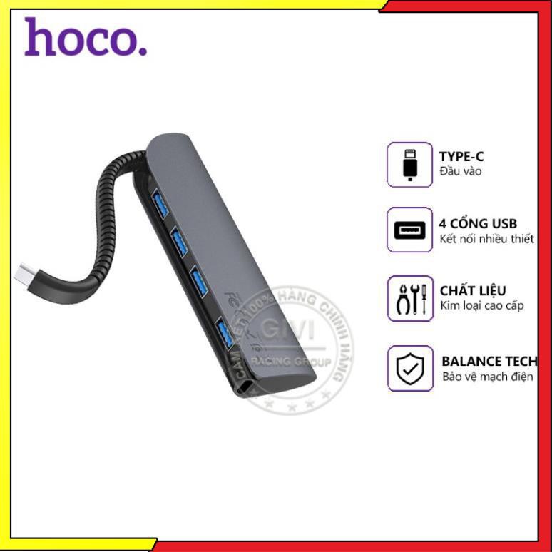 Bộ chuyển đổi Hoco HB12 đầu Type-C, 4 USB, dài 11 cm