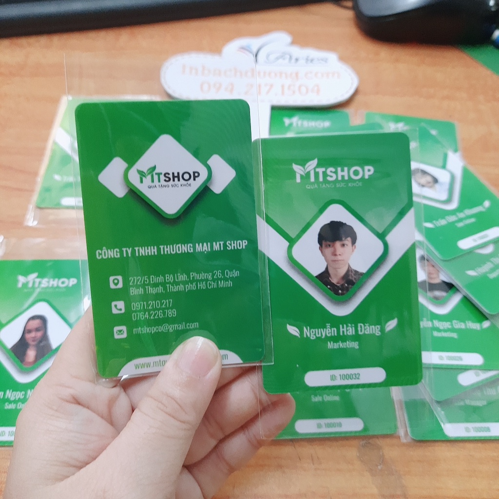 Nhận in bảng tên nhân viên- thẻ nhựa ngân hàng In Bạch Dương