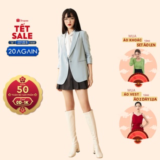 Áo vest nữ tay lỡ cổ bẻ 20AGAIN, kiểu dáng trẻ trung, chất dạ cao cấp VDA2093