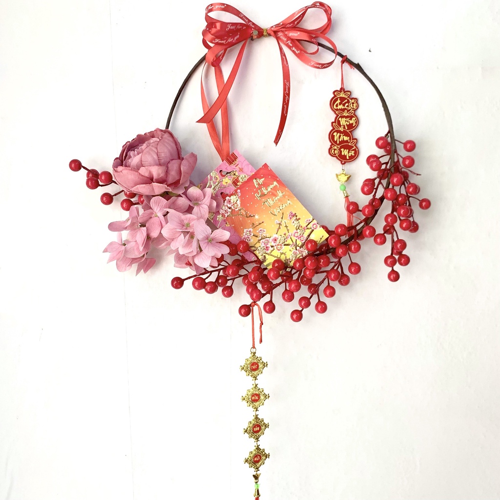 Vòng hoa tết trang trí H32 30cm