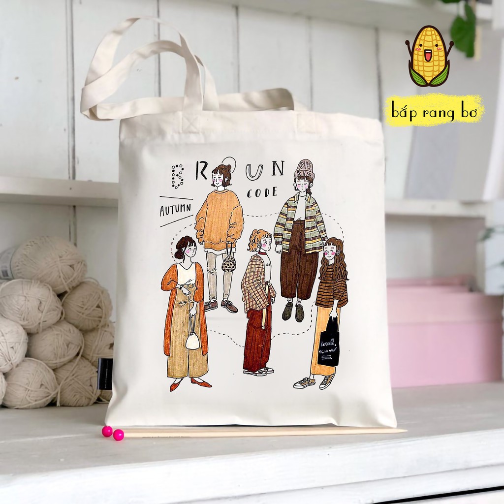 TÚI TOTE TRÒN THỜI TRANG BẠN GÁI VẢI DỆT CANVAS CÓ TÚI CON