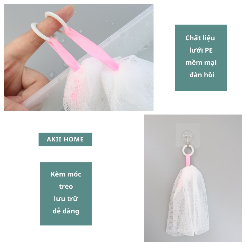Lưới tạo bọt sữa rửa mặt, kèm móc treo tiện lợi Akii Home NT31