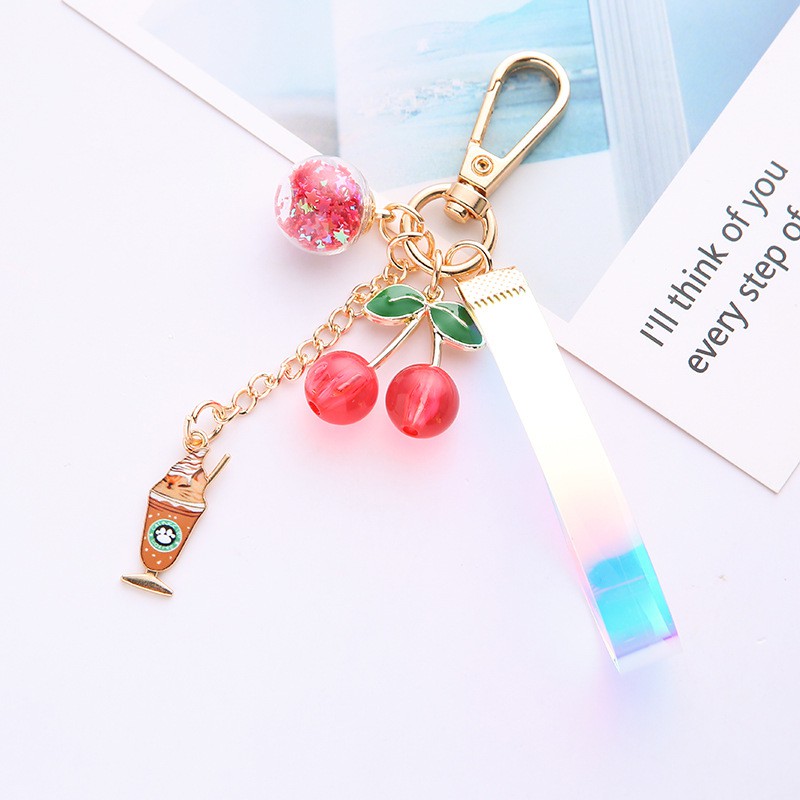 Móc khóa hình quả cherry dễ thương bằng hợp kim