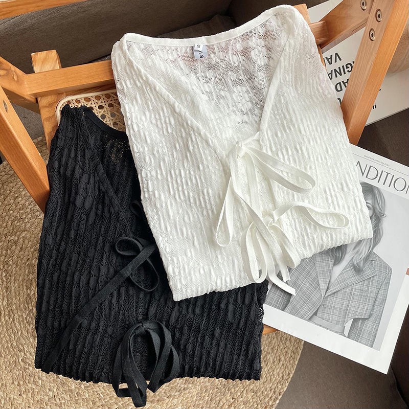 Áo Cardigan Nữ Tay Dài Cổ Thắt Nơ Xinh Xắn Thời Trang