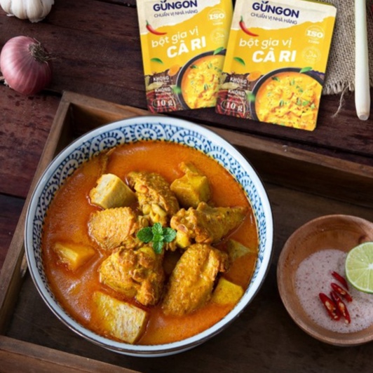 Bột gia vị cà ri GUNGON tẩm ướp chế biến cà ri, xào lăn, xả ớt gói 10g