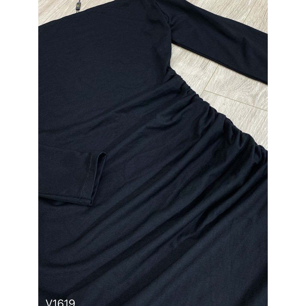 Váy body dây rút đầm dáng ôm tay dài lệch vai nữ tính