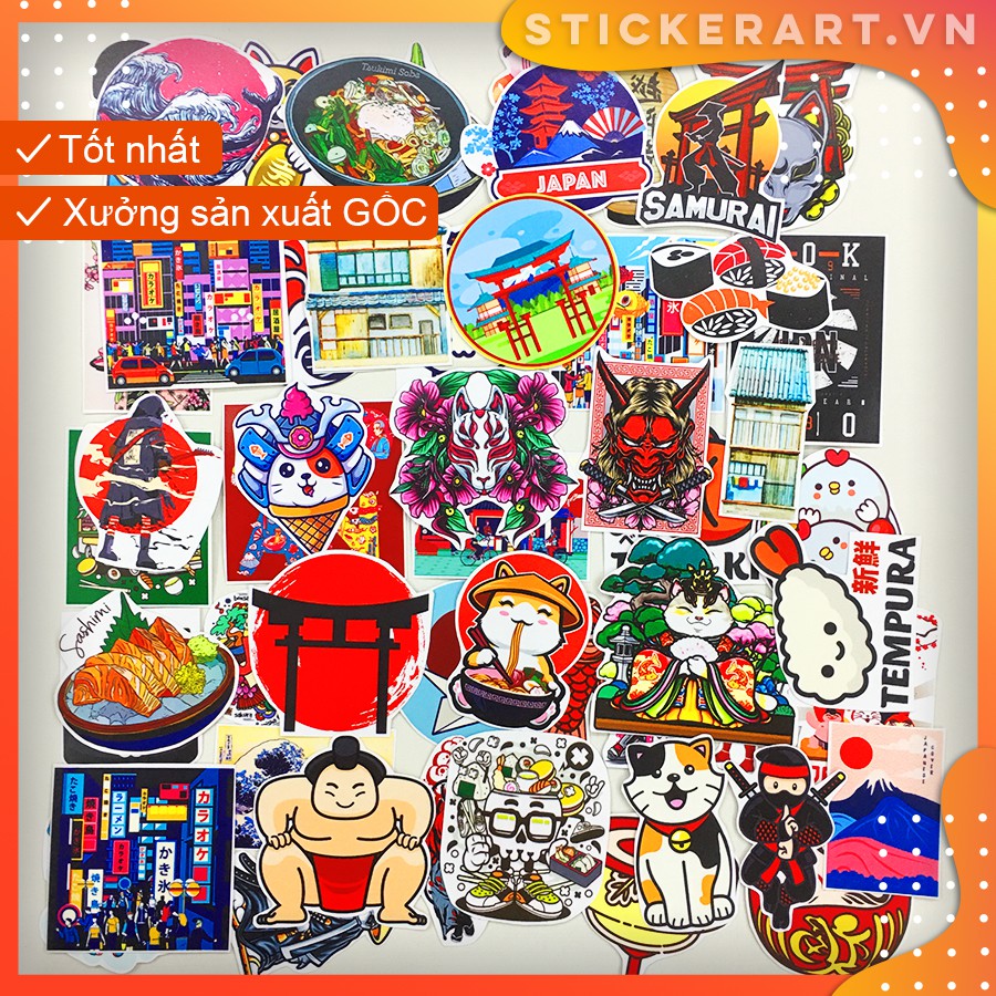 [NHẬT BẢN - JAPAN] 124 Sticker chống nước/ trang trí,dán xe laptop mũ bảo hiểm vali...