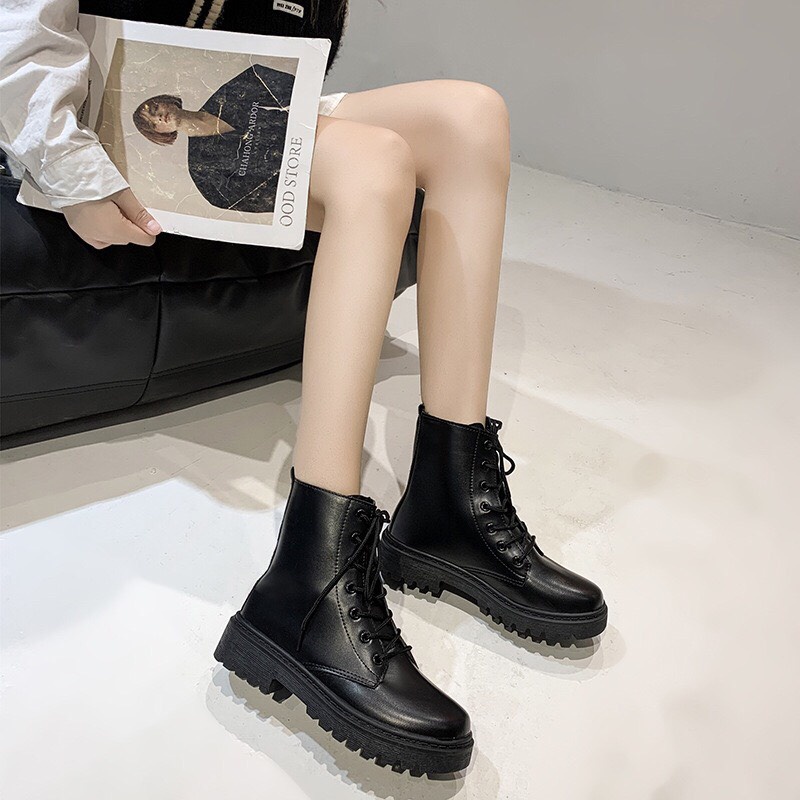 Giày bốt nữ cổ lửng kiểu dáng Hàn Quốc-Bốt ulzzang siêu đẹp