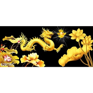 TRANH DÁN TƯỜNG 3D RỒNG - TRANH HOA SEN VÀNG