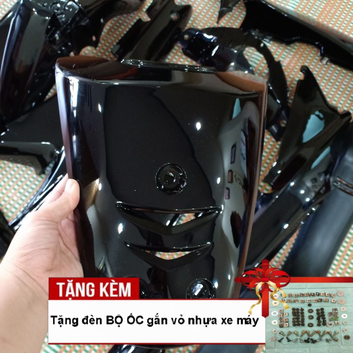 Dàn áo xe Wave Alpha, Wave zx, Wave 110 đời 2002-2006 dòng pha 2 bóng, nhựa ABS nguyên sinh màu ĐEN, tặng kèm bộ ốc