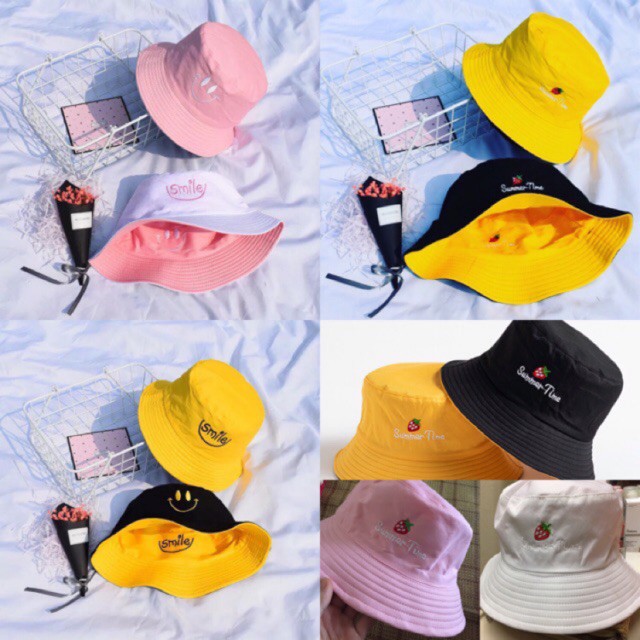 Mũ BUCKET cute 2 mặt hot trend [Full 16 màu chọn]