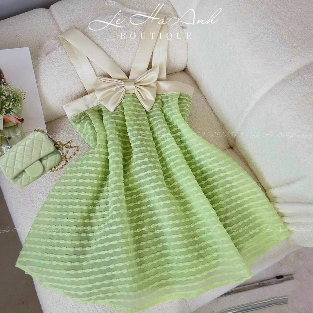 Đầm Babydoll Dây Thắt Nơ -Váy Xòe  2 Lơp Chất Xốp Chuẩn Shop, Dáng Ngắn Công Chúa Đi Biển, Đi Tiệc, Du Lịch -Ulzzang