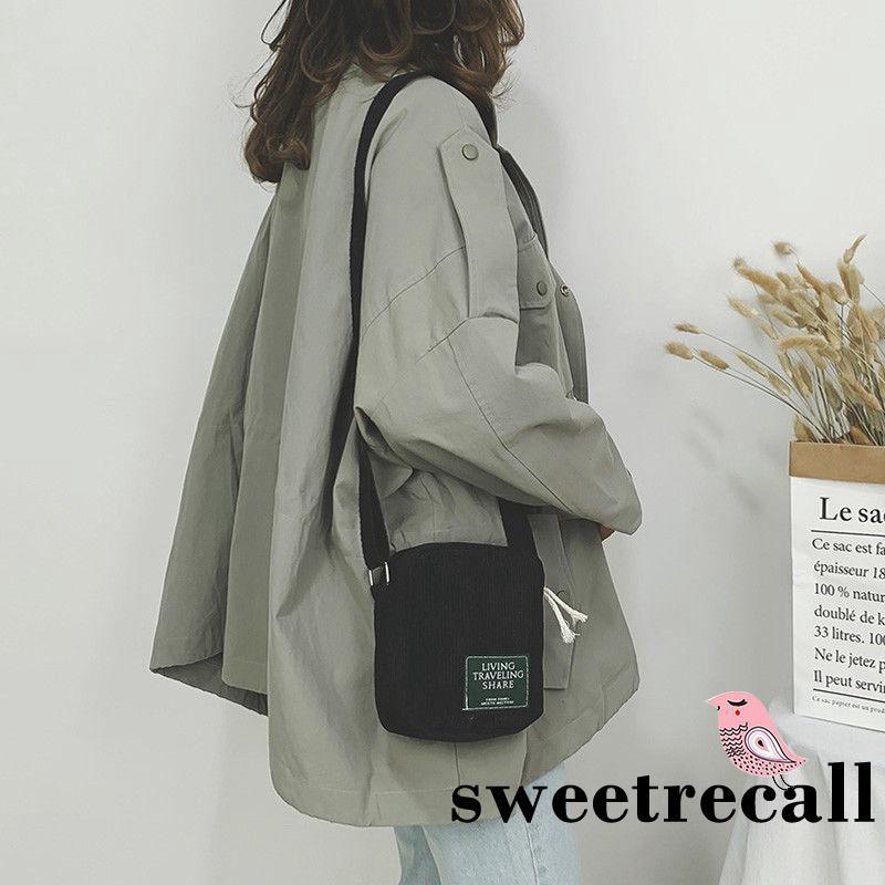 Túi đeo chéo/đeo vai vải nhung sọc mini thời trang nữ