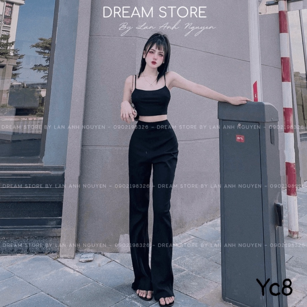 SET THUN GÂN BODY ÁO 2 DÂY QUẦN SUÔNG TÔN DÁNG SIÊU HOT PU