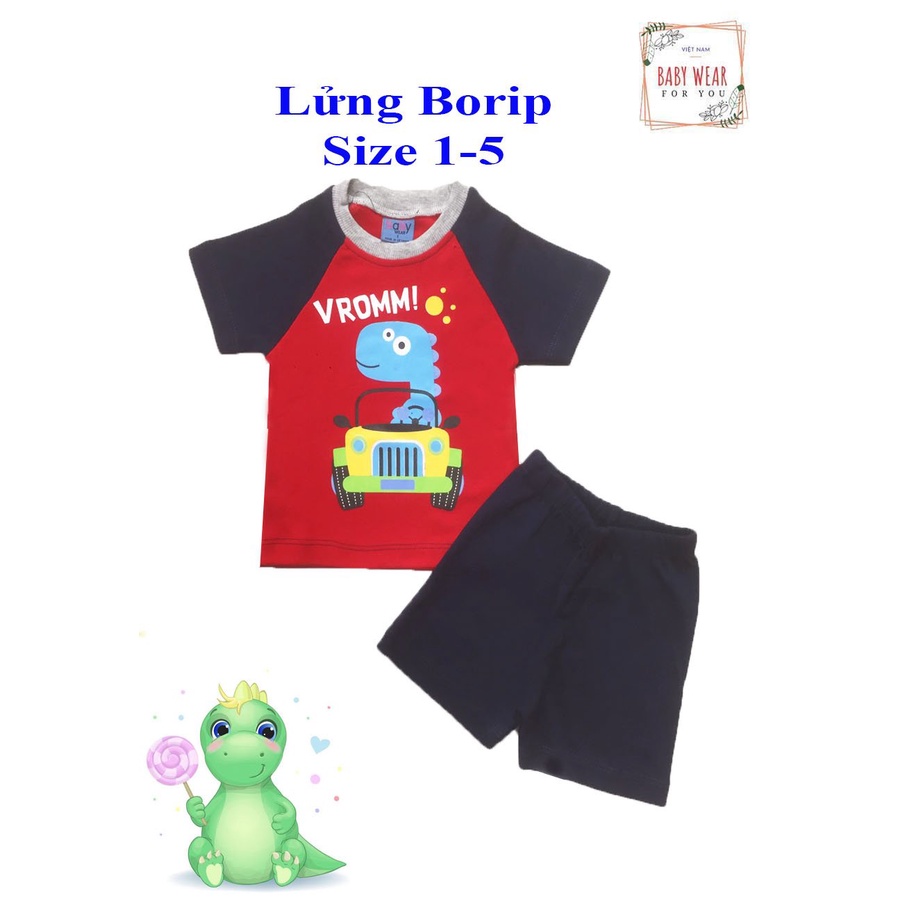 Set 3 Bộ lửng thun borip chất mềm cho bé trai Baby Wear (5-12kg)