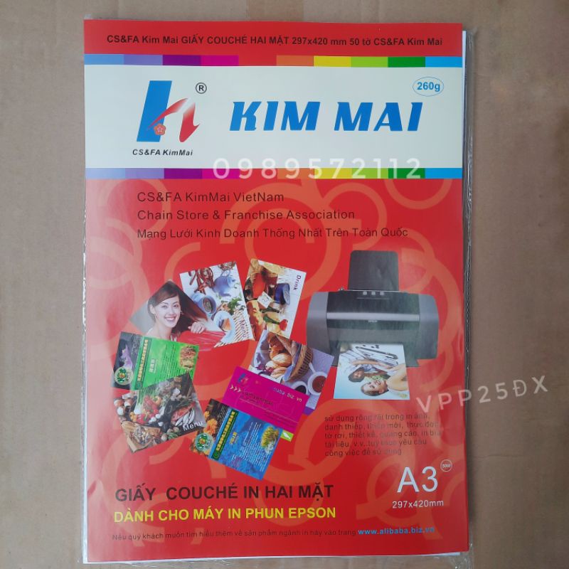 Giấy in ảnh 2 mặt bóng couche A3-260gsm và 200gsm  kim mai.