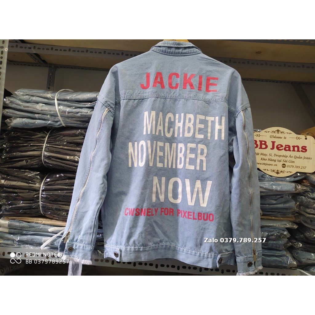 Áo khoác jean nữ Jackie 2 dây kéo xanh và đen form rộng đẹp nhất cho năm 2021 Chiwawa shop