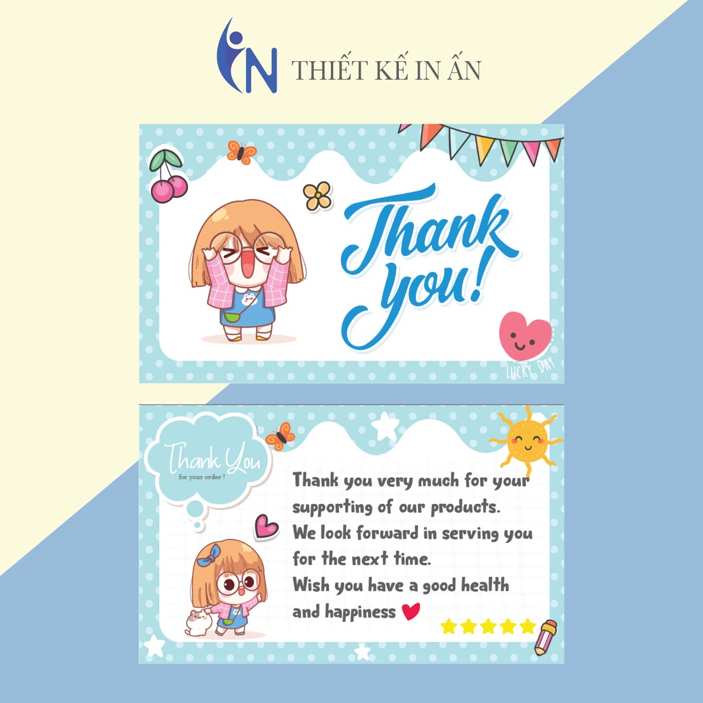 Combo 100 cái  thankyoucard, thiệp cảm ơn, Thẻ cám ơn có sẵn, Giấy bìa cứng cán màng size 9x5.5cm