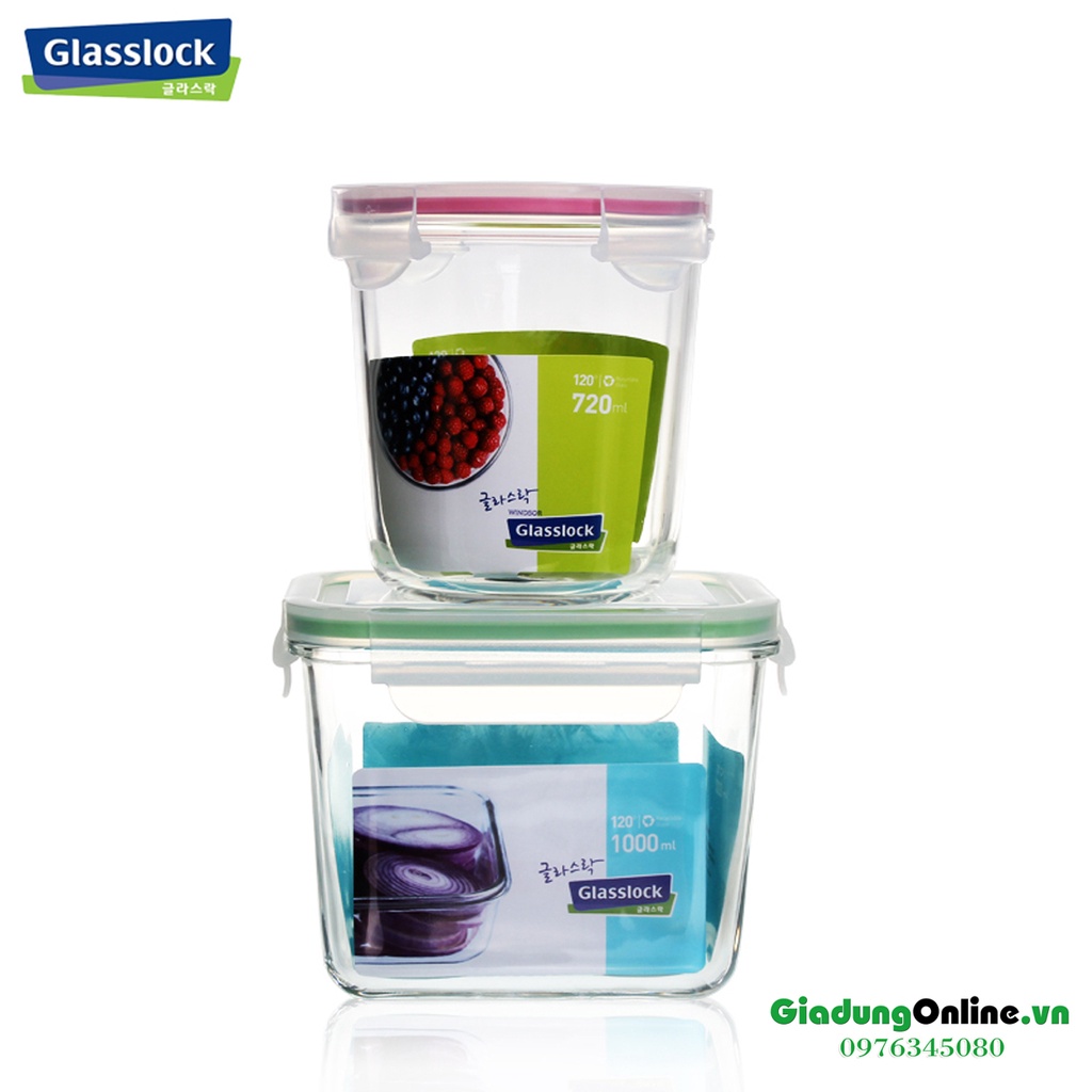 Bộ 3 Hộp Thủy Tinh Cường Lưc Glasslock Hàn Quốc GL999 (720ml + 920 ml + 1000ml) - Larva Store