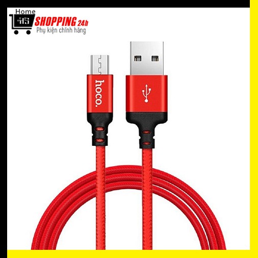 Cáp sạc dây dù Hoco X14 dài 2M - cổng microUSB (Hỗ trợ sạc nhanh) -Chính Hãng