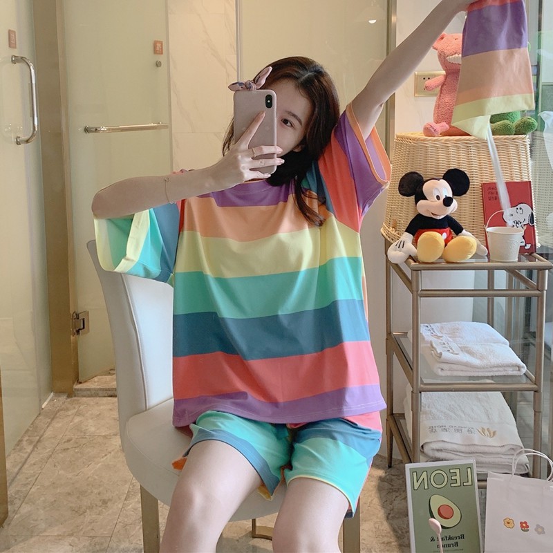 [Mã WAXANH22 giảm 15% đơn 150k] Bộ đồ mặc nhà cotton thun sữa 7 sắc cầu vồng có bigsize [BC12] | BigBuy360 - bigbuy360.vn